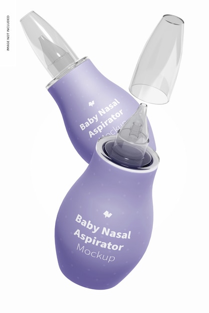 Baby Silicone Nasal Aspirator Blister Mockup, Floating