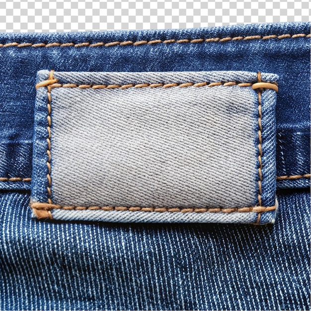 PSD back blue jeans leather label isolated on transparent background