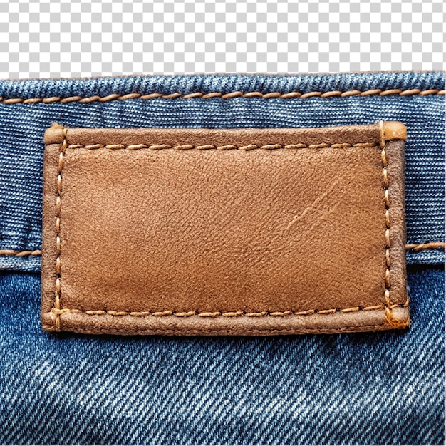 Back blue jeans leather label isolated on transparent background