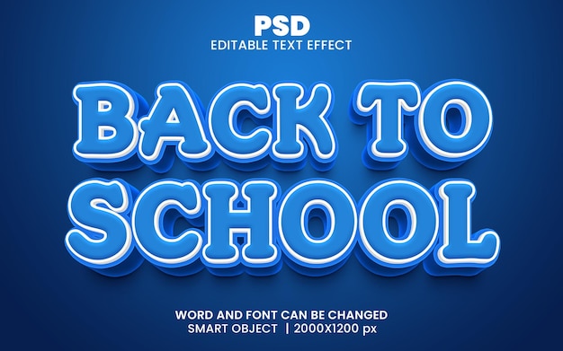 Back to school 3d editable text effect Premium Psd with background