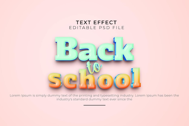 back to school 3d editable text effect