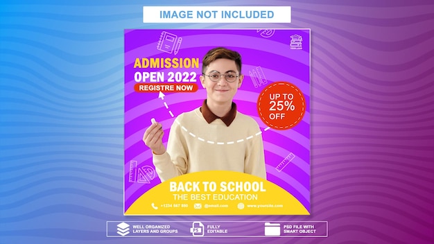 Back To School Admission Social Media Post Template