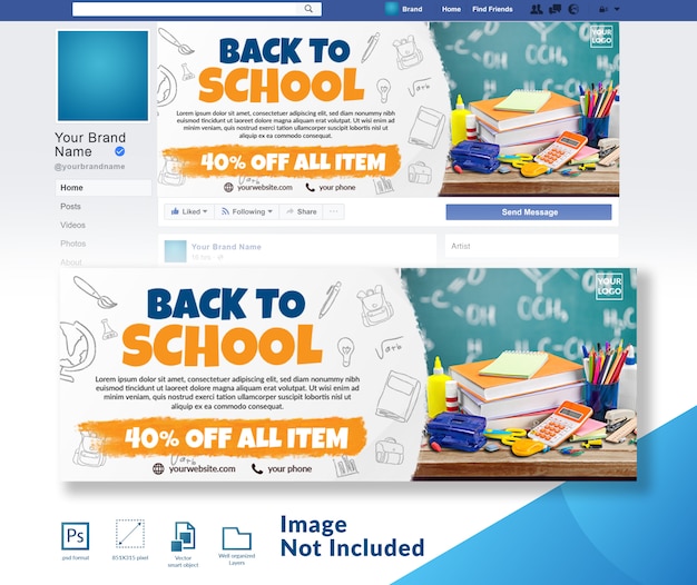 Back to school banner social media cover banner template