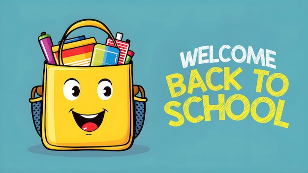 Back to school banner template with various school elements