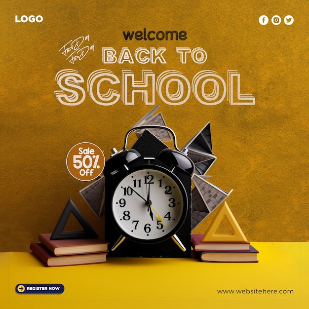 Back to school banner with colorful pencils and other learning items on handdrawn doodles