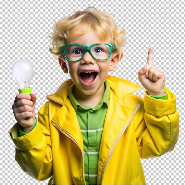 PSD back to school blond child in yellow raincoat