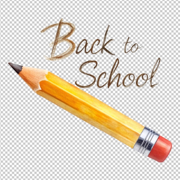 Back to school concept with pencil isolated on transparent background