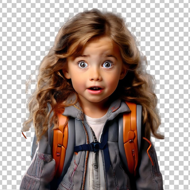 PSD back to school cute child girl with backpack