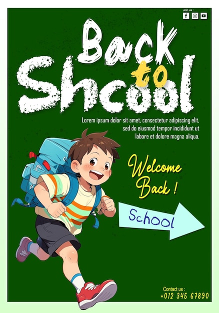 PSD back to school design post templete social media post