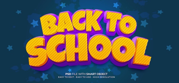 Back to school Editable text 3d style effect with school supplies background