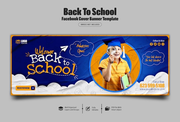 Back to school facebook cover banner template Premium Psd