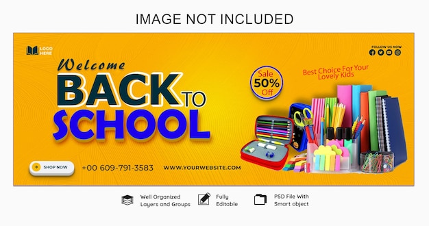 PSD back to school facebook cover banner template