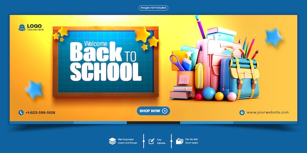 PSD back to school facebook cover banner template