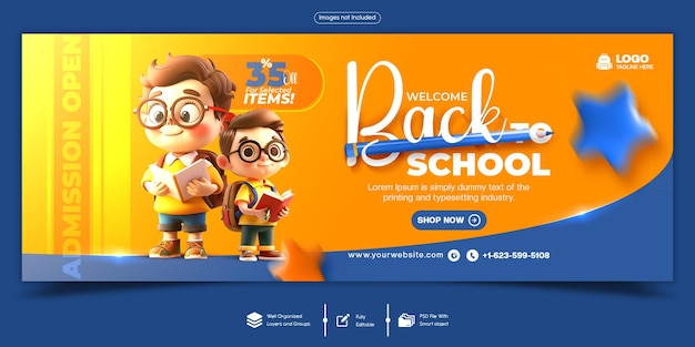 PSD back to school facebook cover banner template