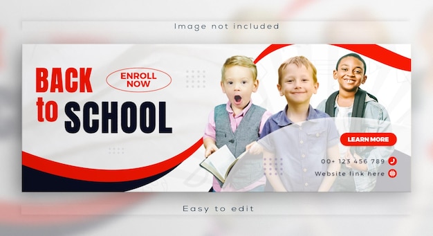 PSD back to school facebook cover photo education web banner admission social media promotion post