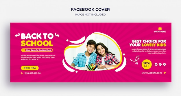 Back to school facebook timeline cover and web banner template