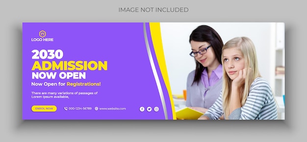 Back to school facebook timeline cover and web banner template