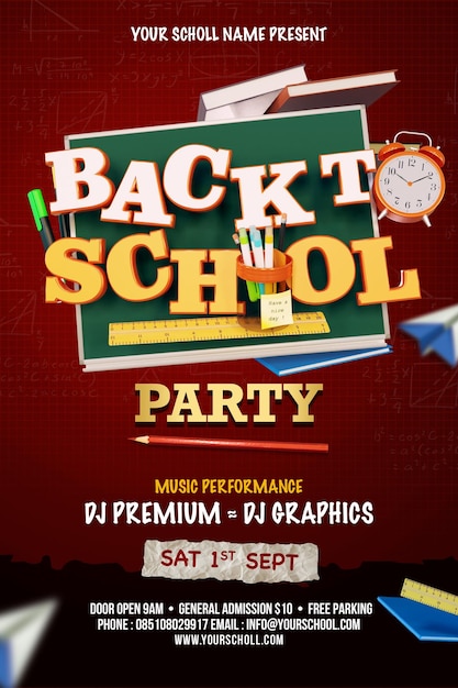 Back To School  Flyer Party Template