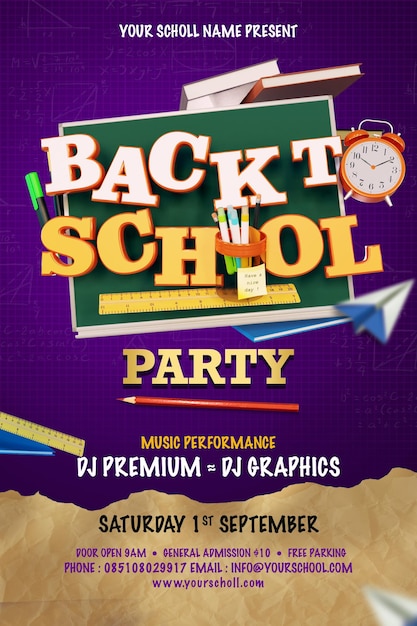 Back To School  Flyer Party Template