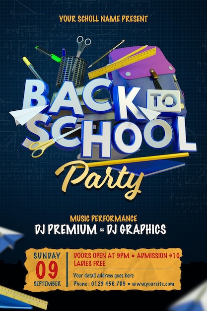 Back To School  Flyer Party Template