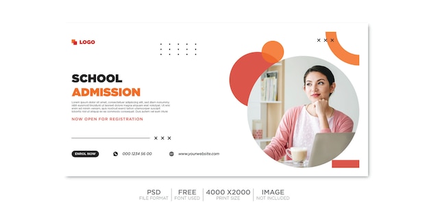 Back to school horizontal banner template. Premium PSD