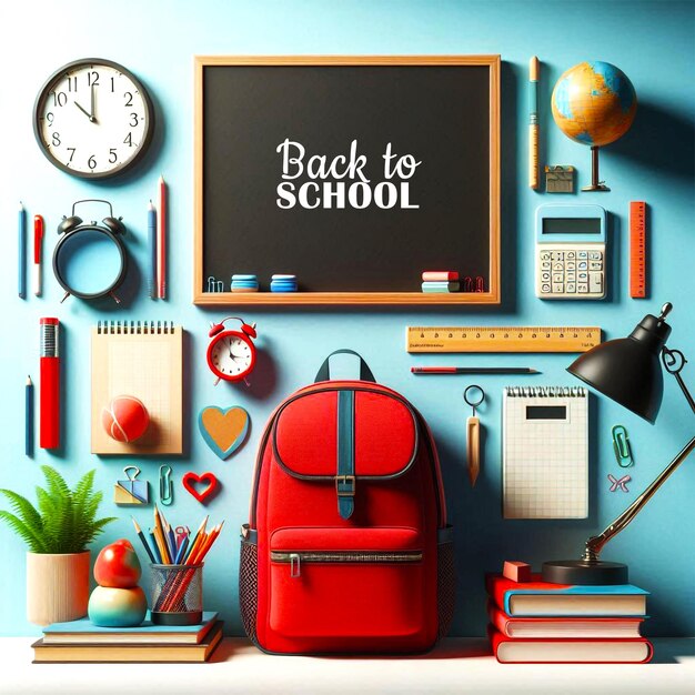 PSD back to school illustration realistic background poster design