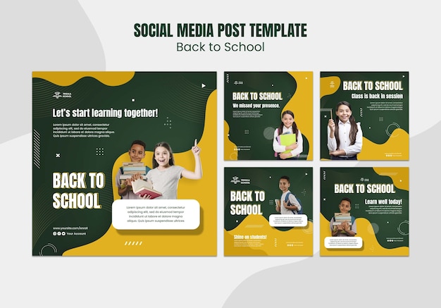 Back to school instagram post template design