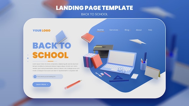 Back to school landing page Premium PSD