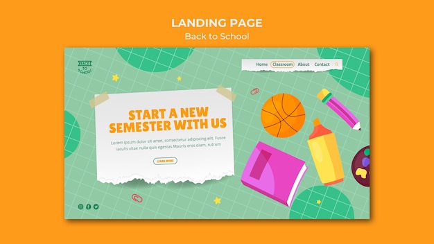 PSD back to school landing page template