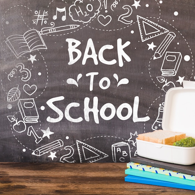 Back to school mockup with chalk on blackboard