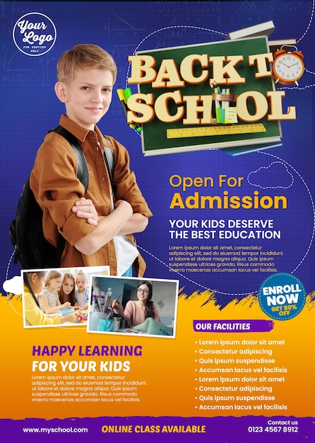 Back To School  Open For Admission Flyer Template