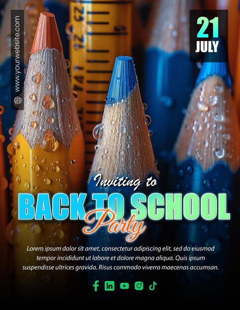 Back to School Party Editable Custom Invitation Design