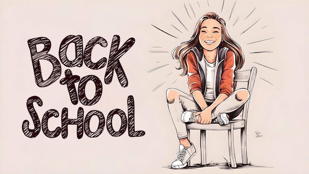 PSD back to school poster template with happy school students