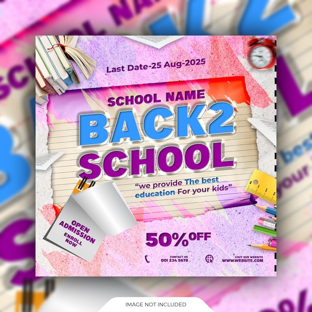 back to school and School admission instagram post banner