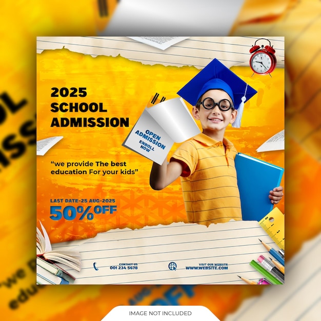 back to school and School admission instagram post banner