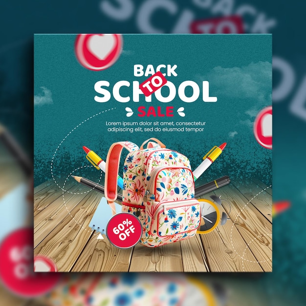 PSD back to school social media advertisement post design