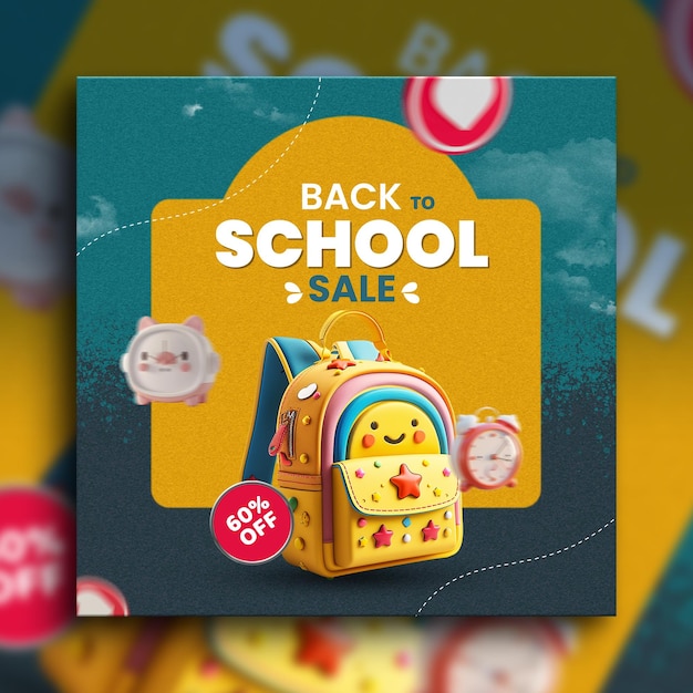 PSD back to school social media advertisement post design