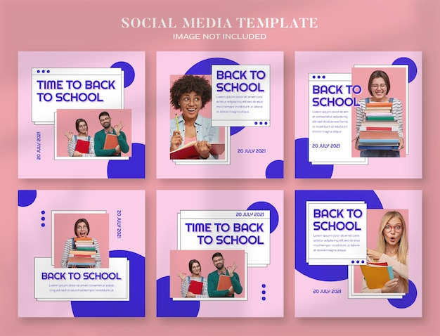 Back to School social media banner and instagram post template with retro aesthetic computer style