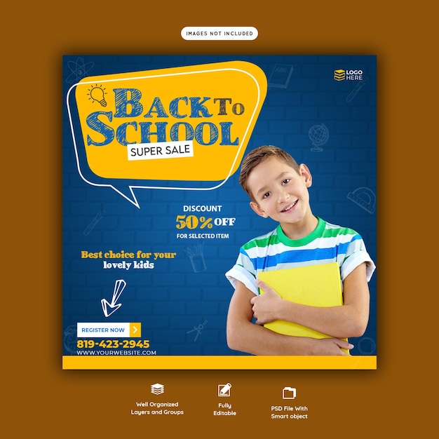 Back to school social media post banner template