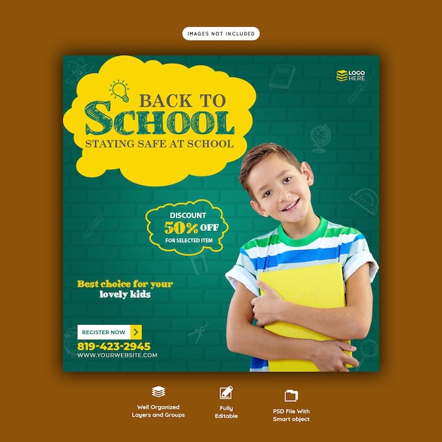 Back to school social media post banner template