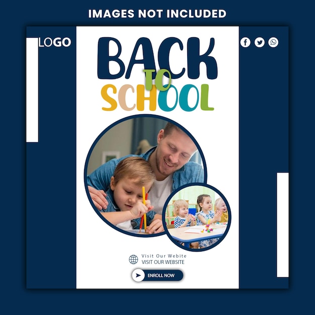 Back to school social media post banner template