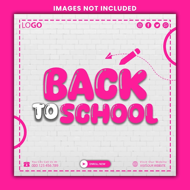 PSD back to school social media post banner template