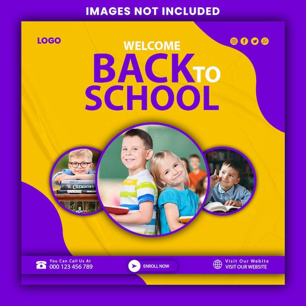 PSD back to school social media post banner template