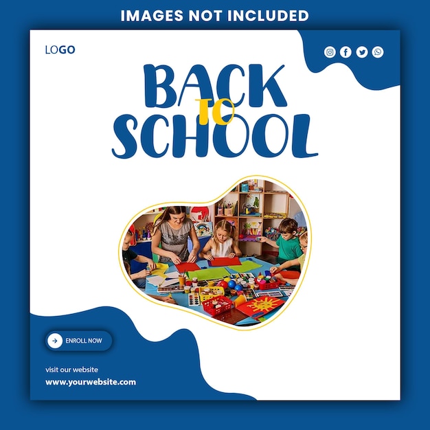 PSD back to school social media post banner template