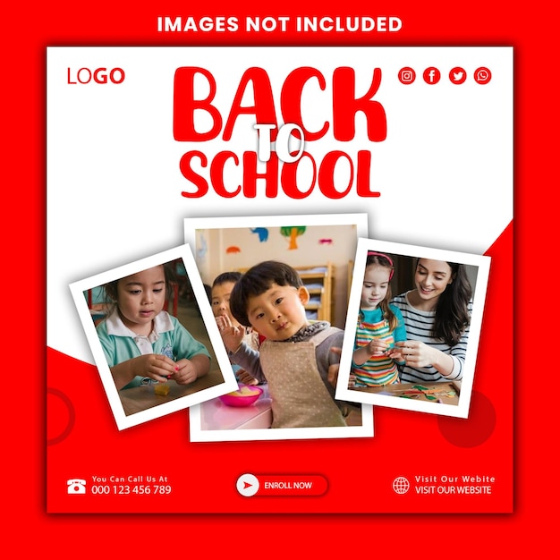 Back to school social media post banner template