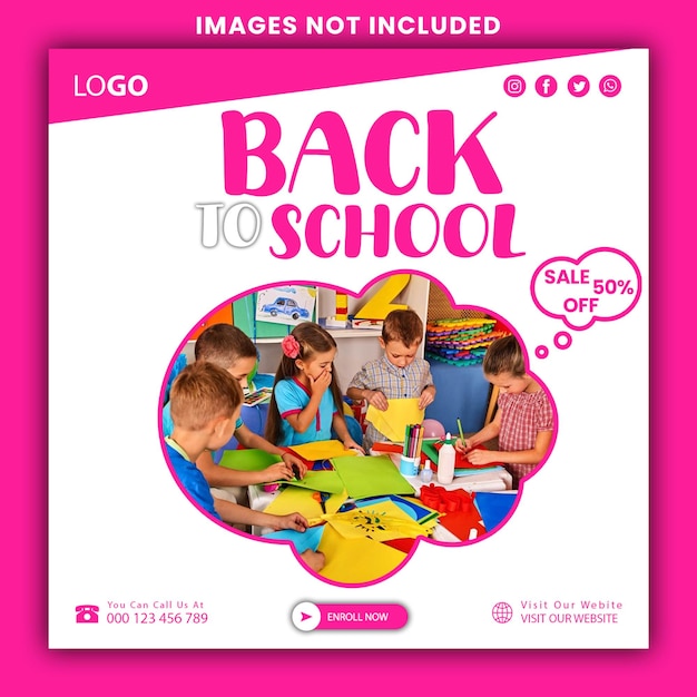 PSD back to school social media post banner template