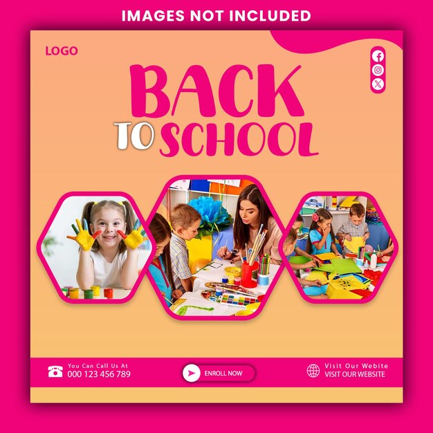 PSD back to school social media post banner template