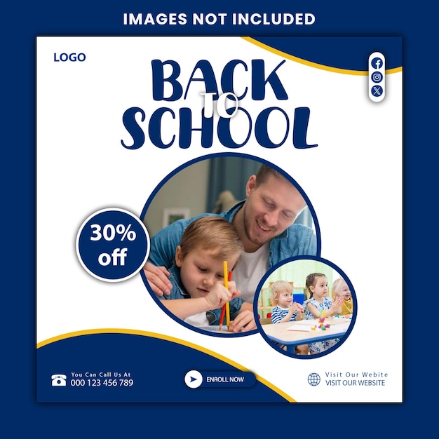 Back to school social media post banner template