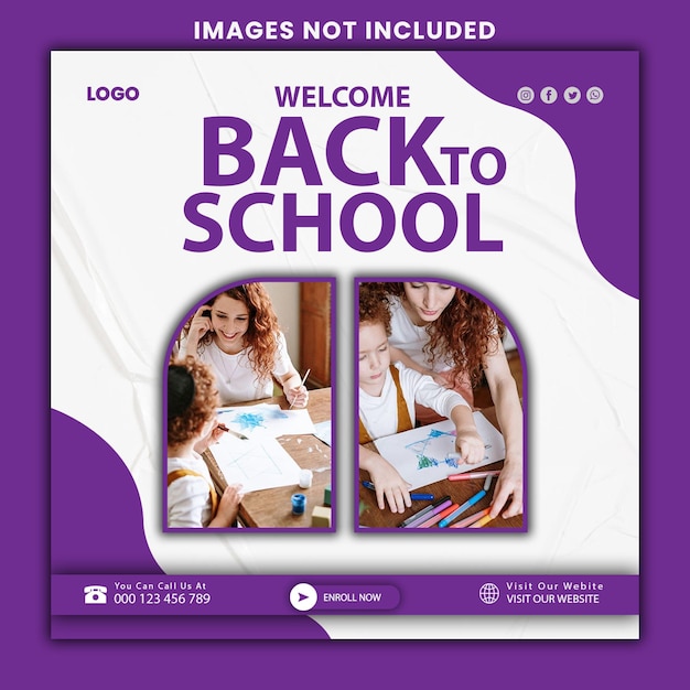 PSD back to school social media post banner template