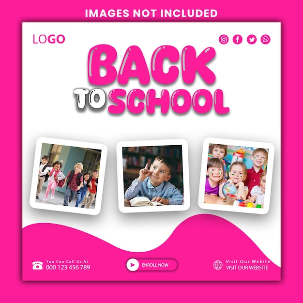 PSD back to school social media post banner template